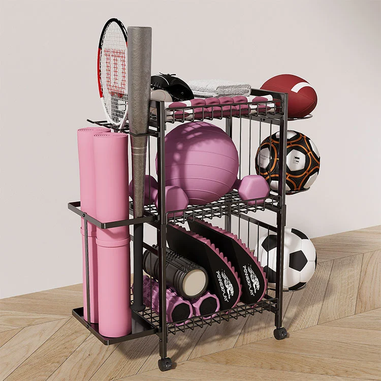 床置き型金属製ヨガマット収納ラック